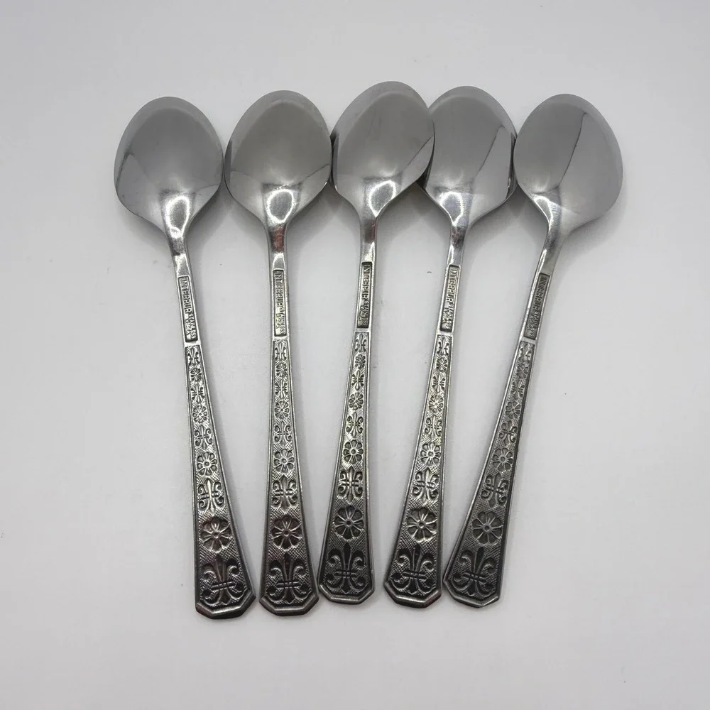 Interpur Stainless Steel Spoons INR2 Fleur De Lis Floral Korea Set of 5 6
